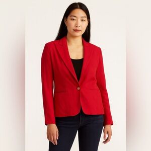 VTG RALPH LAUREN Blazer Jacket Red Gold 1 Button Lined worsted Wool size 6